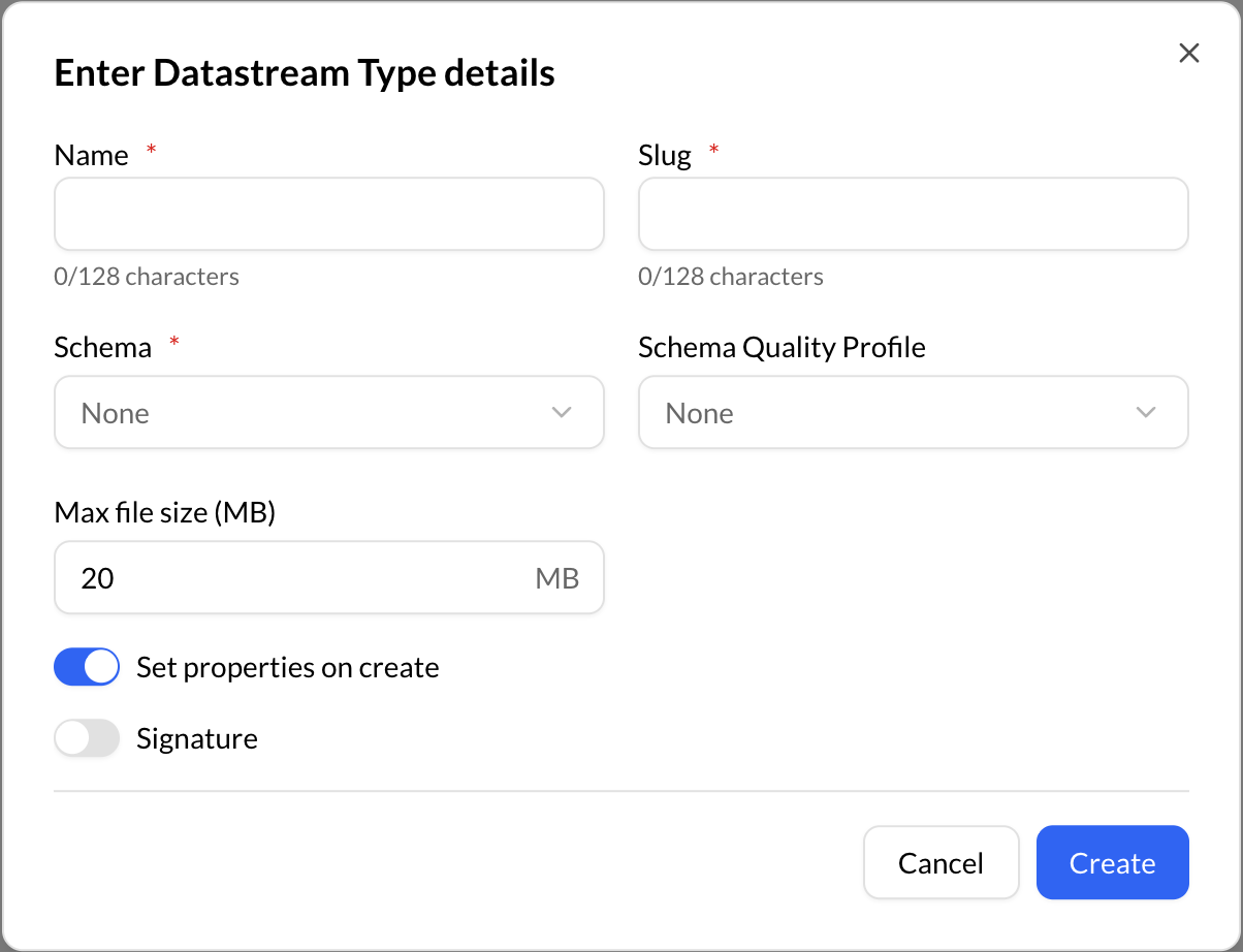 Create Datastream Type